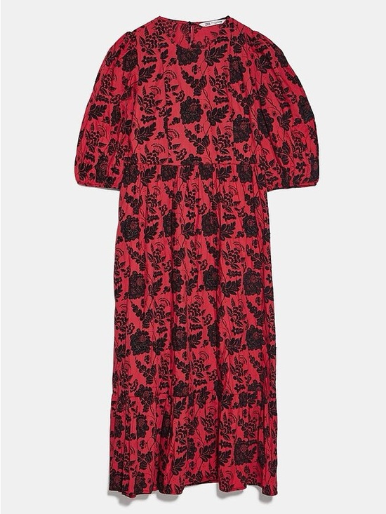 Zara Dresses & Skirts - Zara Beverly Red Floral Embroidered Beaded Sequin Dress - EUC